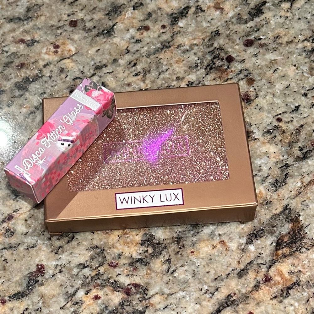 WINKY LUX Uptown Kitten Eyeshadow Palette and Disco Kitten Lip Gloss 2 pc Bundle